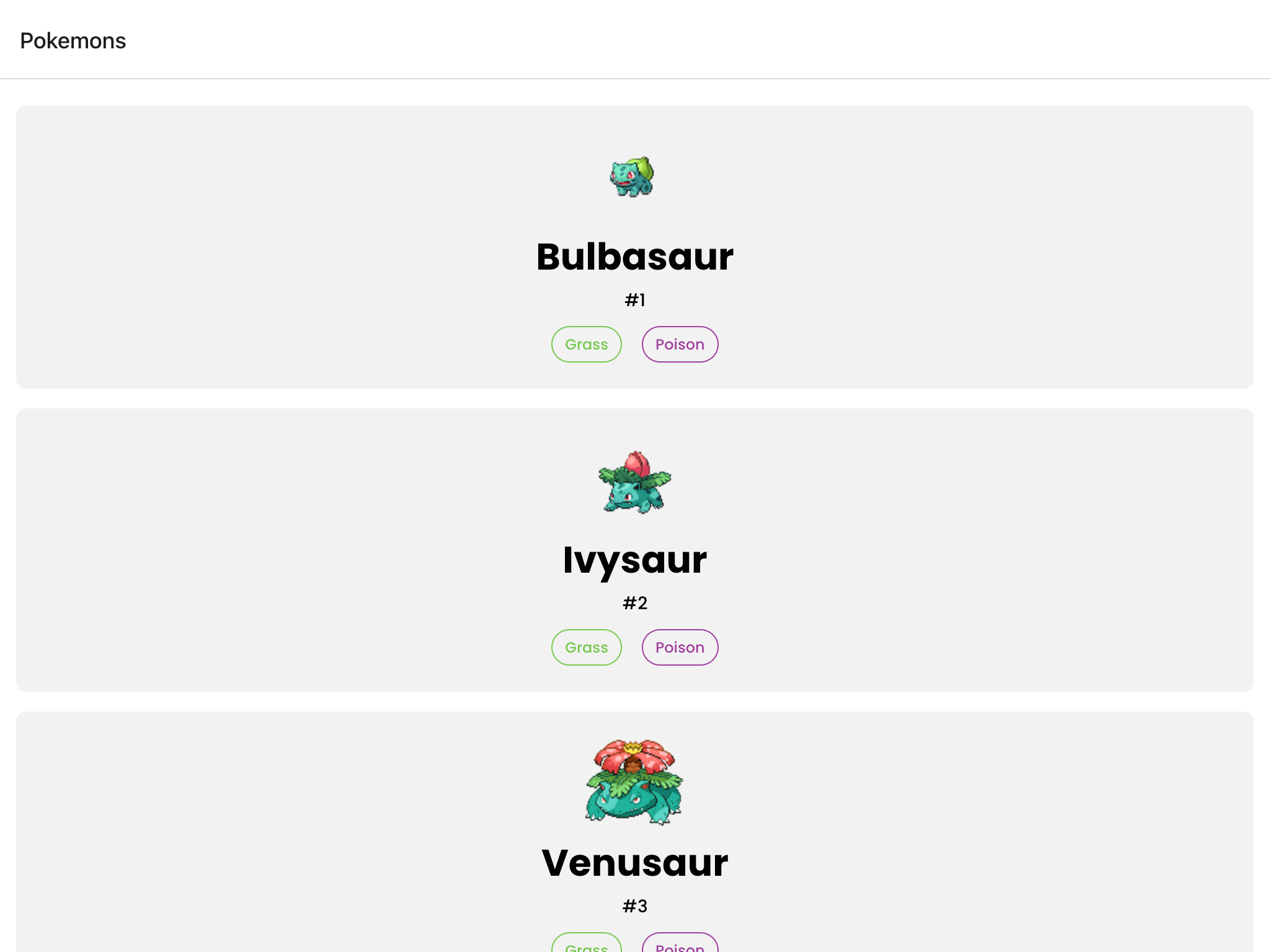 A colorful list of various Pokémon from the game Pokémon Go, showcasing their unique designs and types.